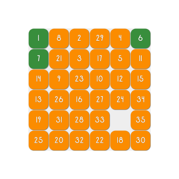SquareIt solving a 6&times;6 board, and back