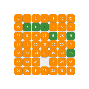 SquareIt solving a 7&times;7 board, and back