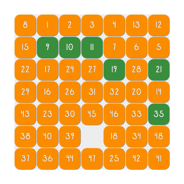 SquareIt solving a 7&times;7 board, and back