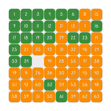 SquareIt solving an 8&times;8 board, and back